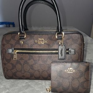 Coach Rowan Satchel in signature canvas & matching wallet